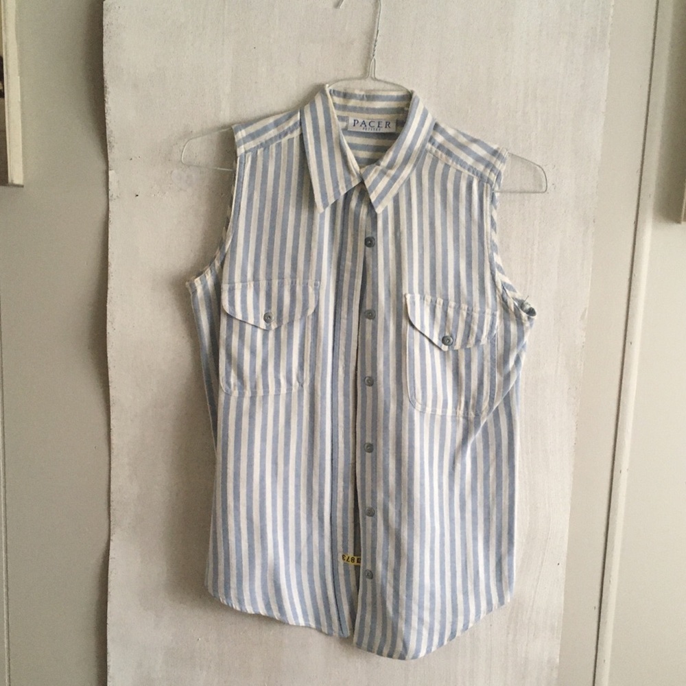 Pacer s/l Blue/White Stripe Metal Button Shirt 4P